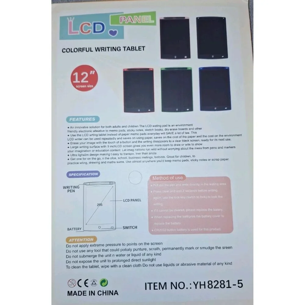 2 Pack 10 Inch LCD Writing Tablet, Colorful Doodle 12 inch With Pen New In Box